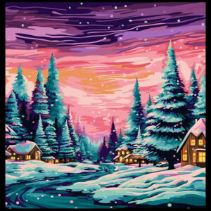 Slikanje po brojevima - Zimsko selo 40x50 cm