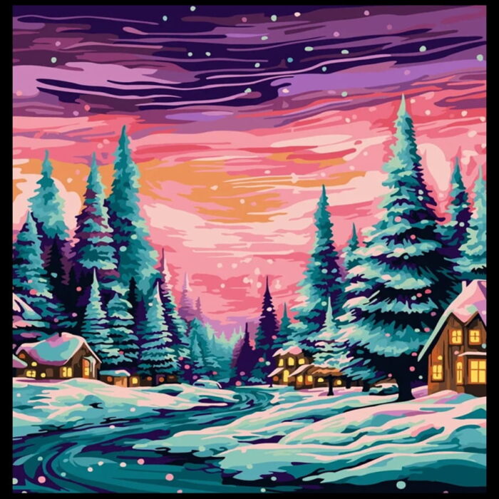 Slikanje po brojevima - Zimsko selo 40x50 cm