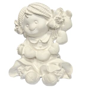 Bijela gipsana figurica lutkica za kreativno bojanje akrilnim bojama