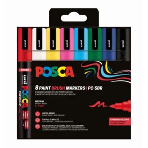 Početna 1 Posca markeri set 8 boja PC-5BR – kist vrh 1–4 mm