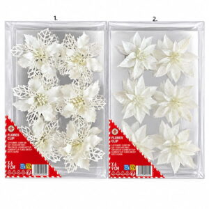 Bijele božićne zvijezde na kvačicama set 6 komada 9 cm